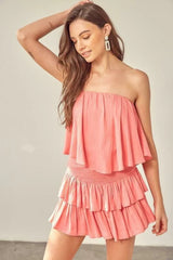 Monaco Milky Pink Strapless Ruffle Romper