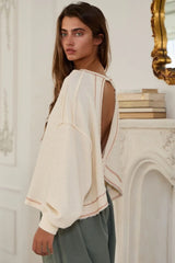 Libby Cream Open Back Long Sleeve Top