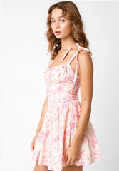 Chateau Blush Pink Floral Bustier Dress