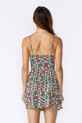 Dalia Blue and Red Floral Print Cami Dress