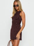 Kherin Boat Neck Romper Wine Polka