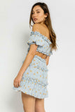 Maya Blue Floral Off the Shoulder Mini Dress