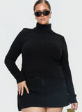 Enisa High Neck Long Sleeve Top Black Curve