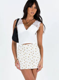 Selby Mini Skirt White Yellow