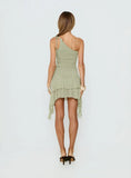 Family Ties Ruched One Shoulder Mini Dress Green