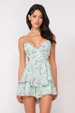 Aristea Mint Floral Cutout Romper Dress