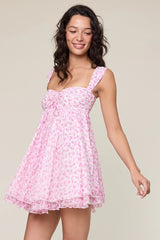 Layla Ditsy Pink Floral Babydoll Mini Dress