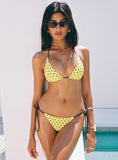 Jenner Triangle Bikini Top Yellow Polka Dot
