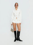 Posse Distressed Micro Denim Shorts White