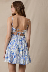 Allie Blue Floral Babydoll Mini Dress
