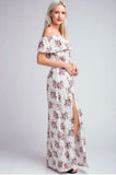 I Adore White Floral Print Off the Shoulder Maxi Dress