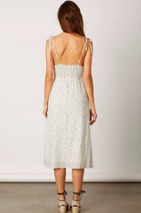 After My Heart White Speck Print Midi Dress