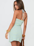 Cavatina Halter Mini Dress Blue Stripe