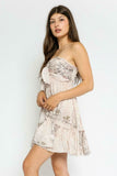 Canyon Sunset Taupe Snake Strapless Mini Dress