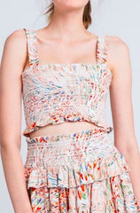 Faye Boho Print Two Piece Smocked Mini Dress