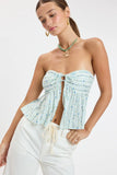 Briley Blue Floral Strapless Babydoll Top