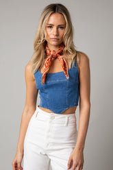 Clara Denim Corset Crop Top
