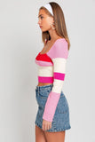 On Repeat Red Colorblock Cropped Sweater