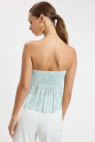 Briley Blue Floral Strapless Babydoll Top