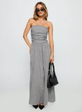 Arkadia Strapless Maxi Dress Black White Check