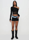 Tiberius Lace Asymmetrical Long Sleeve Top Black