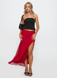 Quancita Mesh Maxi Skirt Red