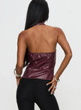 Ive Been There Faux Leather Halter Top Red