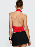 Kamira Plunge Neck Halter Top Red