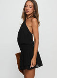 Khamira Halter Shirred Mini Dress Black