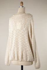 Be Mine Beige Sheer Heart Sweater