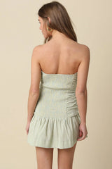 Taryn Green Gingham Strapless Mini Dress