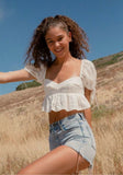 Sweet Blooms White Eyelet Short Sleeve Babydoll Crop Top