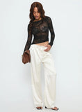 Mellissa Long Sleeve Sheer Textured Top Black