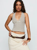 Whimsy Halter Top Chocolate White Stripe