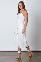 Parga White Tie Back Midi Dress