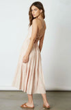 Cherished Moments Mauve Print Lace Up Midi Dress