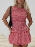 Radiostar Shirred Mini Dress Red