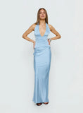 In A Trance Halter Corset Maxi Dress Blue