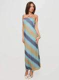 Celik Strapless Maxi Dress Blue Brown