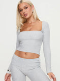 Closed Eyes Long Sleeve Top Grey