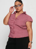 Arianwyn Short Sleeve Shirt Red Check Curve