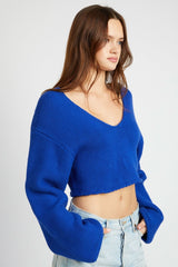 Fall Feels Blue Cropped Sweater