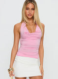Tempting Plunge Neck Top Pink