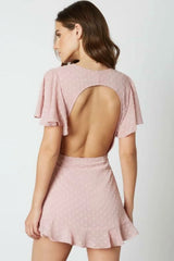 Summer Romance Mauve Backless Surplice Romper