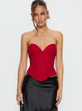 Isalina Strapless Corset Top Red