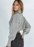 Zahara Cropped Turtleneck Sweater Grey