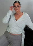 Tonee Wrap Knit Cardigan Grey Curve