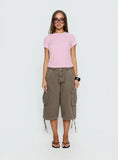 Settle Down Terry Baby Tee Pink Stripe
