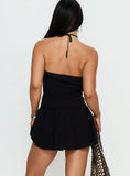 Nidia Eyelet Tie Neck Playsuit Black