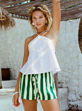 Salt Air Shorts Green Cream Stripe